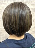 美髪オリーブカラー、髪質改善、レディースショート