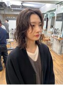 ミディアムパーマ ロブ ニュアンスパーマ