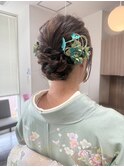 ふんわりシニヨン×訪問着着付　帯アレンジ