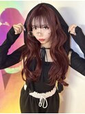 韓国ヘア　ブリーチ無しダブルカラー　赤髪　SAYAKA