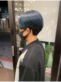 ブルーアッシュ/ネイビーブルー/メンズカラー/マッシュ/越谷