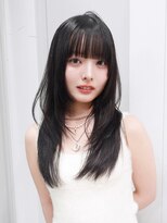 シオン(shion) 顔周りレイヤーロング前髪カット黒髪ウルフレイヤー_F31174