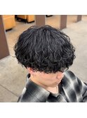 刈り上げない ツーブロック マッシュ 波巻き パーマ