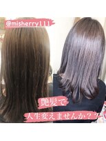 ＊misherry 美髪 ピンクベージュかきあげ髪質改善セミロング