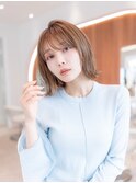 20代30代大人かわいい斜めバングデザインカラーシルキーベージュ