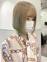 ヘアメイク アース 本庄早稲田店(HAIR & MAKE EARTH)&nbsp;ミルクティーベージュケアブリーチ裾カラー前下がり