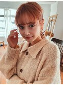 セミロング×オレンジベージュ
