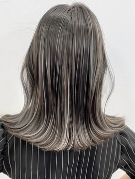 ネックス 表参道本店(nex) デザインカラーレイヤーカットウェットヘアオリーブベージュ白髪