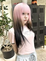 ヲタク(wotaku.)&nbsp;ペールピンクルーツカラーフェイクブラックデザインカラーロング