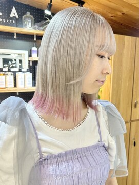 キラ 原宿(KILLA) 裾カラー/ダブルカラー/ハイトーンカラー/ホワイトブロンド/韓国