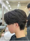 刈らないセンターパート毛流れフェザーパーマニュアンスパーマ柏