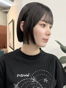 ノード(NODE) 栄黒髪垢抜け丸みシルエットボブヘア　切りっぱなしボブ