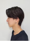 ブルーブラックフェザーパーマサーフカールセンターパート