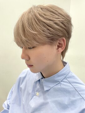 サンクマーケット 渋谷(cinq MARKET) メンズブリーチマッシュハイトーンダブルカラーベージュカラー