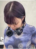 ダブルカラーチェリーレッドピンクブラウン韓国レイヤーロング
