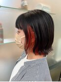 切りっぱなし外ハネボブ オレンジインナーカラー