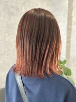 ルーツ(Roots)&nbsp;外はねボブ/切りっぱなし/オレンジピンク/グラデ