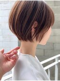 前髪小顔ニュアンスカラー大人ショートボブヘア20代30代40代