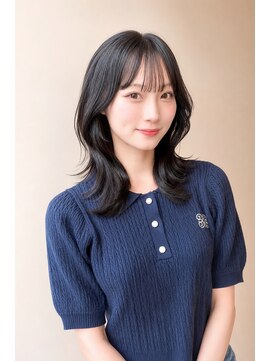ルエ(rue) ミディアムレイヤー前髪あり抜け感くびれシルエット