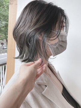 モリオフロムロンドン 原宿本店(morio from London) 【morio 原宿】大人ナチュラルインナーカラースモーキーグリーン