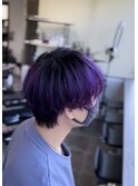 ショートマッシュ　パープルカラー