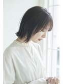 暗髪×ロブ×シースルーバング×オーガニックヘア