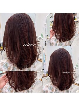 コンティロミー(CONTI ROMMY.) ミディアムレイヤー☆ピンクベージュ/髪質改善