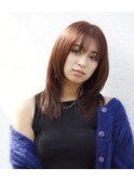 ピンクブラウン顔まわりレイヤー