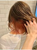20代30代40代ダブルカラー透明感毛先パーマ肩ライン外ハネ