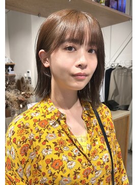 エルム 原宿 表参道(yelm) ブリーチなしでできるナチュラルミルクティーベージュボブ