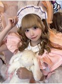 ミックス巻き高めハーフツインヘアメ