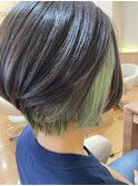ハンサムショート/インナーカラー/グリーン/透明感カラー