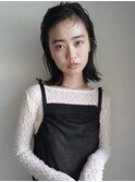 黒髪/オリーブグレー/ココアベージュ/小顔/クラゲヘアー