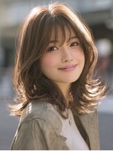 ★ダークアッシュ大人ガーリーボブ着物ミディアムレイヤーカット