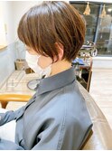 丸みひし形ショート小顔カット20.30.40代人気☆ベージュ系カラー