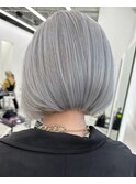 保存必須【海外風ハイトーンボブ】アッシュシルバー