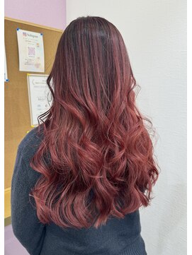 ドレ(DORE) レッド【バレイヤージュ、ロング】