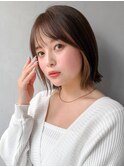 セミディうるツヤ20代30代40代◎前髪外ハネボブワンカール
