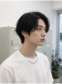 スペインカールスパイキーショートブルーブラックフェザーパーマ