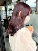 大人シアーベージュミニウルフボブミディアムレイヤー