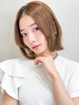 アグノス 青山(Agnos)&nbsp;ワンカール前髪ピンクベージュうるツヤ結べるボブ斜めバング