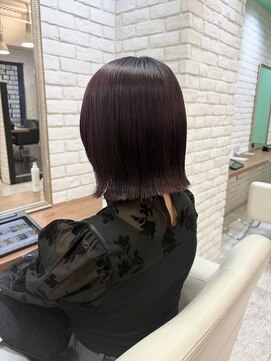 シュガー ヘアアンドネイル 仙台(SUGAR) ブリーチありラベンダーカラーぷつっとボブ