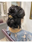 トップ ふんわり 大きな カール ハーフアップ ヘアアレンジ