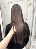 韓国顔まわりレイヤーカットグレージュオリーブベージュブラウン