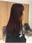 小川/ブリーチなしwカラーカシスレッド秋カラーレイヤーカット