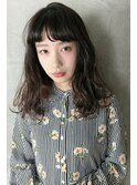 ◆重め前髪+ゆるふわミディアム【自由が丘髪質改善オージュア】