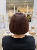赤味カラー×都会派コンパクトボブ【戸塚/髪質改善/白髪染め】