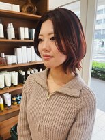 ハク メゾン(HaKU maison) ぱつっと切りっぱなしボブ/オレンジカラー/レイヤーボブ/ボブ