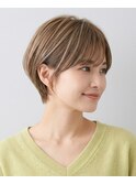【斜め流し前髪×ひし形ショートボブ】明るめの白髪染め・太白区