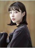 ☆シースルーバング小顔ウルフミディ黒髪メルティカラーボブ